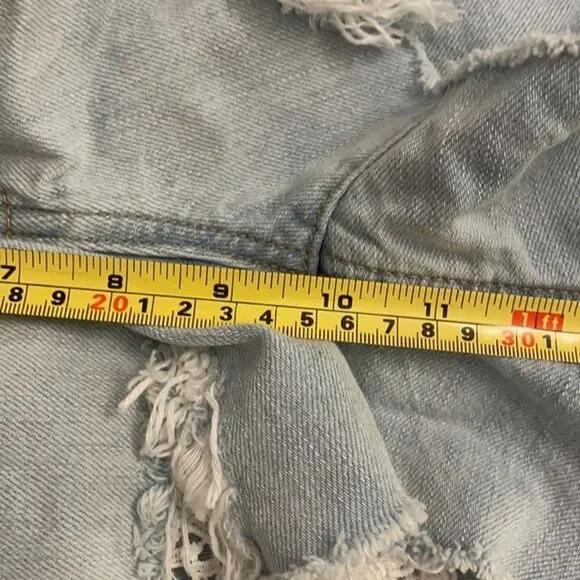 American Eagle Denim Cut-Off Jean Shorts Womens Size 0 Lace Boho Festival - Picture 7 of 13